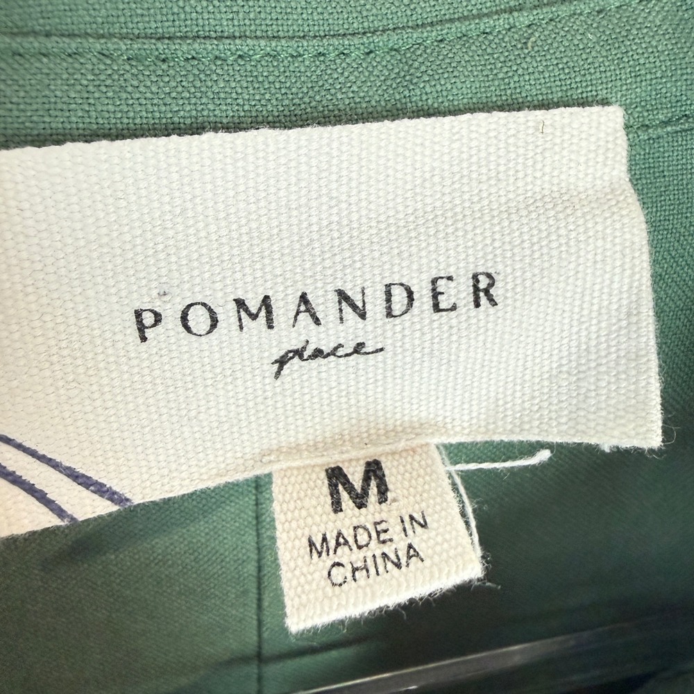 Pomander‎ Place Polly Dress Women M Green Cotton Pleated Shoulder Mini Y18715T - Picture 5 of 14
